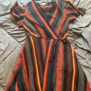 Monteau striped wrap dress